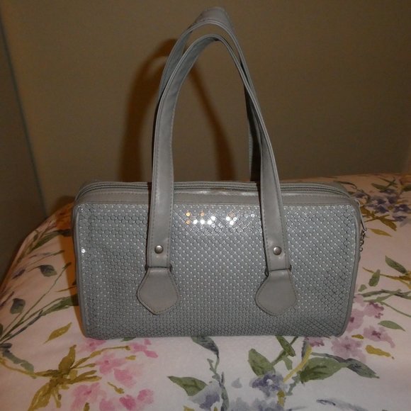 VNT Whiting Davis Leather Trim Satchel Handbag! - Picture 2 of 7